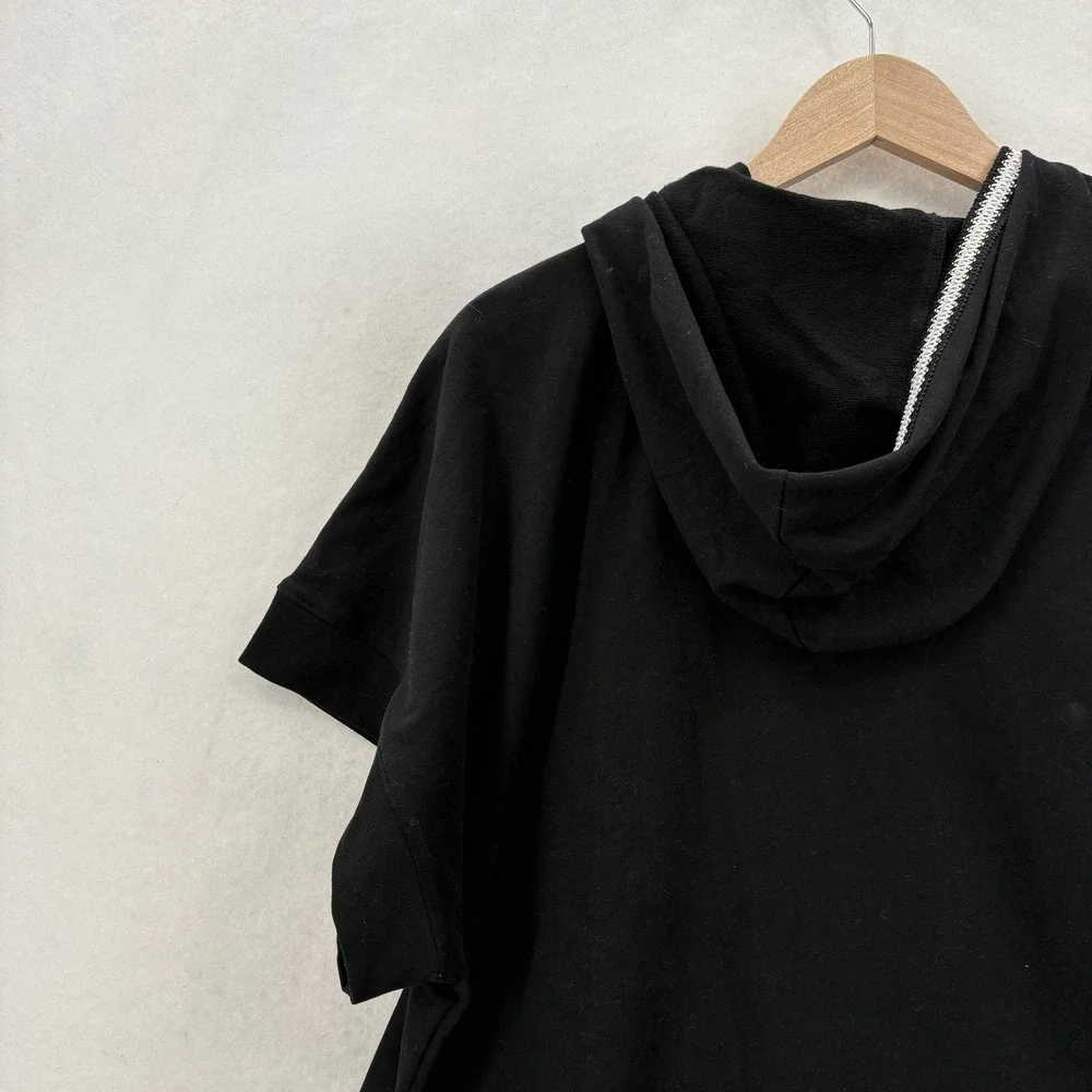LIVI Lane Bryant Black Short-Sleeve Hooded Sweatshirt with White Trim, like NEW! - Picture 10 of 12